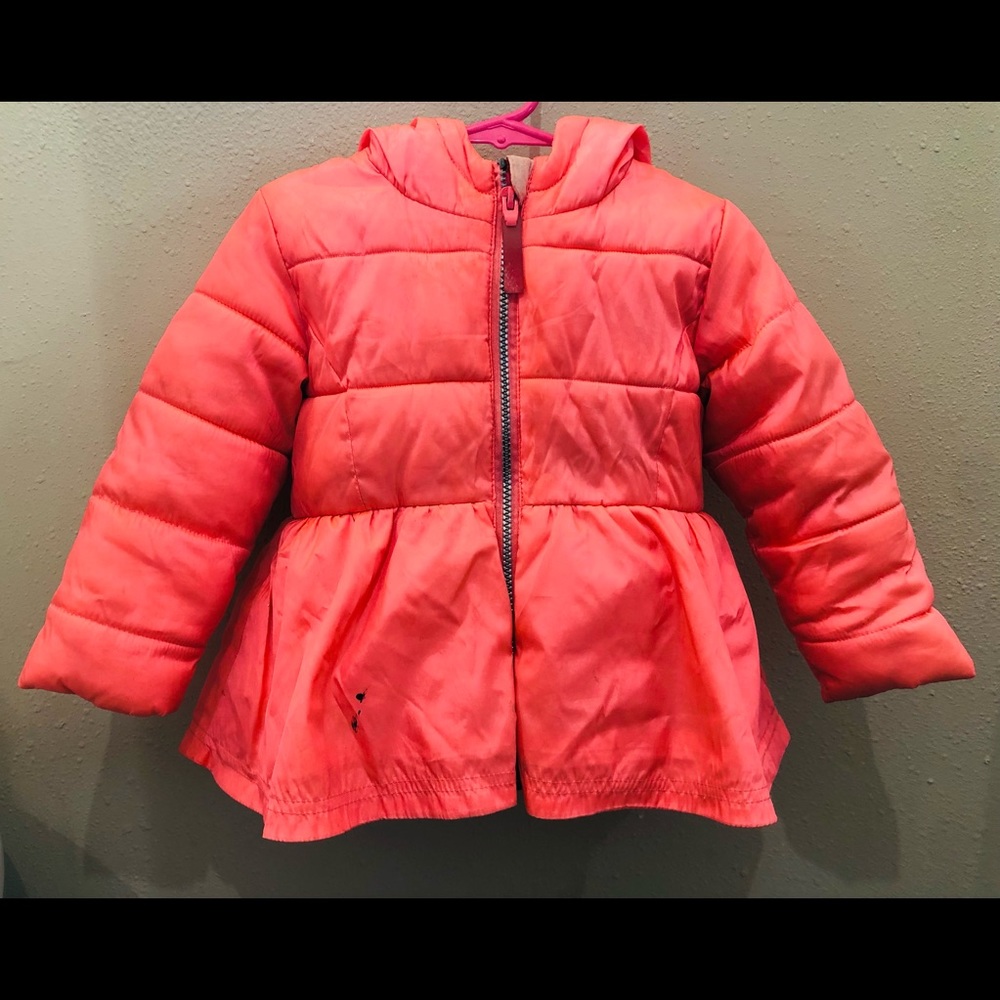 Cat & Jack toddler girl peplum puffer jacket. Peach/pink/salmon color